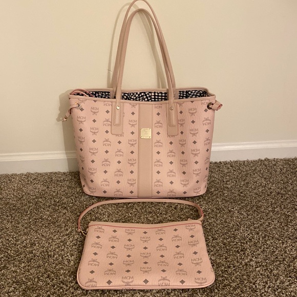 MCM Handbags - MCM light pink shoppers tote & pouch